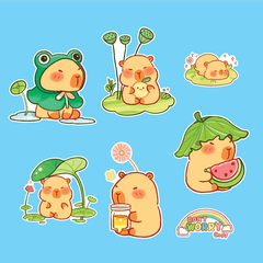 Combo 2 set giấy- capybara  đội lá sen9865.