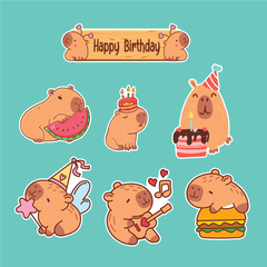 Combo 2 set giấy - capybara thổi nến, đánh đàn.9918