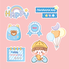 Combo 2 set giấy happy everyday-bé trai xanh9912.