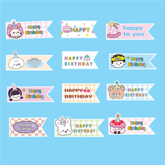 Set 60 bảng giấy HPBD chữ nhật nhọn 1 đầu kute mix mẫu (em bé, mũ, bánh, gấu, chó,...).