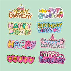 Set 40 chữ HPBD giấy sắc màu mix mẫu.