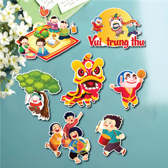 Combo 2 set giấy trung thu - vui trung thu, em bé rước đèn MẪU 8.