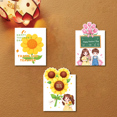 Set 30 thẻ/thiệp giấy 20.11 - 3 mẫu kt 8cmx11cm (em bé hoa hướng dương, em bé hoa tuylip).