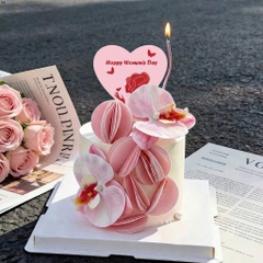 set 30 thẻ trái tim Happy women's day cô gái kt 6cm.