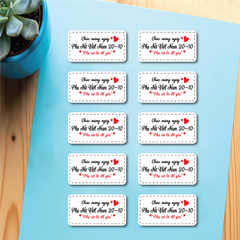 Set 60 thẻ giấy trắng Chúc mừng ngày Phụ nữ VN 20-10 (HÌNH CHỮ NHẬT).