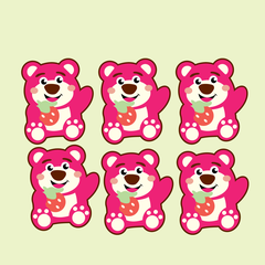 MUA 1 TẶNG 1 - Set 12 thẻ giấy-Gấu dâu (lotso) dáng ngồi tươi cười.