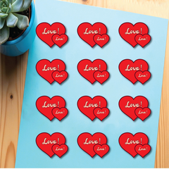 Set 60 thẻ giấy trái tim đôi màu đỏ (chữ love)  (kt 5cm).