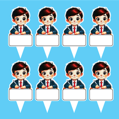 Set 40 thẻ giấy có chân cắm-bé TRAI học bài (áo vest)9853.