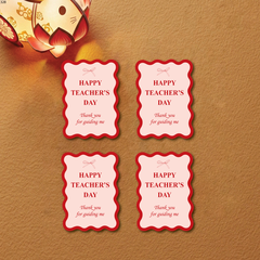 Set 40 thẻ/thiệp giấy 20.11 - hình chữ nhật viền sóng đỏ (happy teacher's day) kt 5x6.5cm.