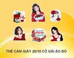 10 set giấy Women's day -  cô gái áo đỏ CT.