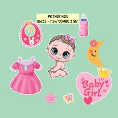 Combo 2 set giấy bé gái và yếm hồng.