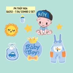 Combo 2 set giấy bé trai và yếm xanh.