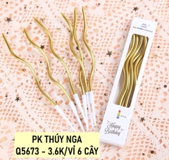 Vỉ 6 cây nến xoắn dài-MÀU VÀNG.