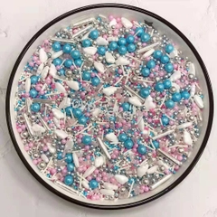 BIDUONG-cốm mix bi xanh hồng + cốm dài bạc (túi 100gam),