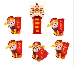 Combo 2 set giấy TẾT-  5 thần tài và bảng chữ.