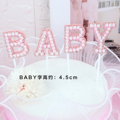 Chữ BABY gắn hạt-HỒNG.