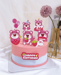 Combo 2 set giấy GẤU DÂU chùm bóng.
