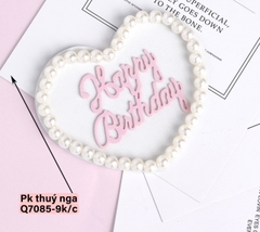 Cây cắm giấy HPBD hình tim gắn hạt ngọc trai-TRẮNG..