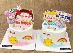 Combo 2 Set giấy HPBD bé GÁI mặt trời -cầu vồng (chăm ngoan học giỏi).
