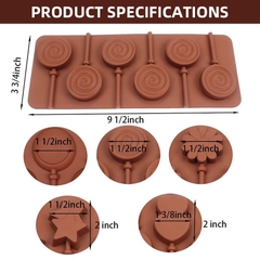 Khuôn Silicon-6 cây cắm hình kẹo mút.