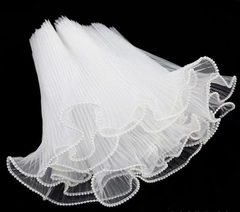 Voan thành bánh ngọc trai KHÔNG ĐÈN (kt 14cm x 200cm)-TRẮNG.