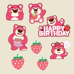 Combo 2 set giấy gấu dâu (lotso) và 3 quả dâu tây.
