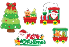 Combo 10 set giấy NOEL M10 (ông già noel ngồi đoàn tàu-cây thông to)  (5 túi).