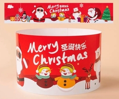 Set 10 thành bánh giấy chủ đề NOEL -màu đỏ (họa tiết ông già noel - cây thông-chim cánh cụt-hộp quà) 10cmx55cm..