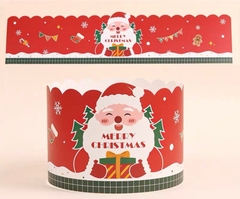 Set 10 thành bánh giấy chủ đề NOEL -màu đỏ (họa tiết ông bà noel và chiếc tất)10cmx55cm..