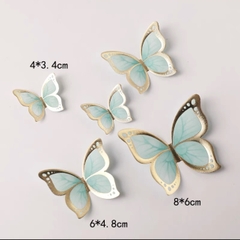 Set 5 bướm giấy ép nhũ đẹp - XANH NGỌC.