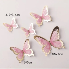 Set 5 bướm giấy ép nhũ đẹp -HỒNG.