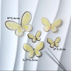 Set 5 bướm giấy ép nhũ đẹp - VÀNG.