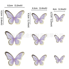 Set 5 bướm giấy ép nhũ đẹp -TÍM.