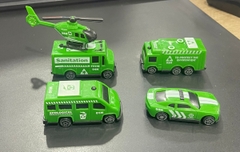 Set 4 xe ô tô và máy bay XANH (xe môi trường).