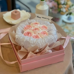 Set 10 hộp mica có kèm đế và dây xách (kt 20x20x17cm)-HỒNG.