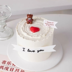Vỉ 5 nến gấu nâu trái tim đỏ.