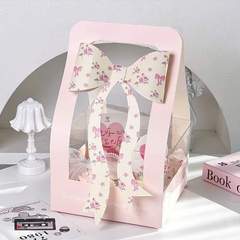 Set 10 hộp cupcake quai xách và nơ-HỒNG.
