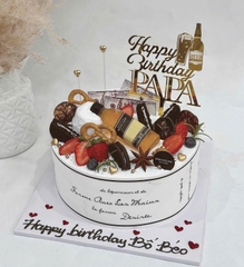 Set 10 mica HPBD PAPA gắn chai rượu-màu vàng.