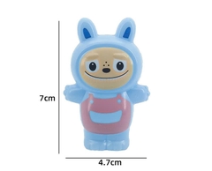 Tượng LABUBU nhựa cứng kt 7cm-XANH DƯƠNG hồng.