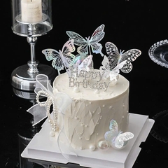 Set 10 bướm nhựa-TRẮNG ÁNH XANH HỒNG.