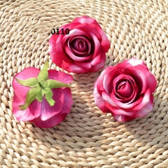 Hoa hồng đẹp (cánh cứng cáp) kt 10cm-TRẮNG PHA HỒNG ĐẬM.