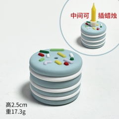 Bánh sinh nhật mini nhựa 1 tầng có cốm rắc trên mặt bánh (có thể cắm nến) -MÀU XANH.