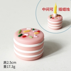 Bánh sinh nhật mini nhựa 1 tầng có cốm rắc trên mặt bánh (có thể cắm nến) -MÀU HỒNG.