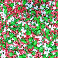 CỐM NOEL mix màu trắng-xanh lá-đỏ (có hình gậy đỏ và trắng) (gói 100gam).