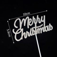 Set 5 cây cắm Merry christmas (chữ gắn hạt màu TRẮNG).