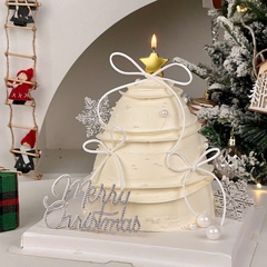 Set 5 cây cắm Merry christmas (chữ gắn hạt màu TRẮNG).