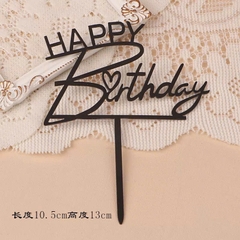 Set 10 mica HPBD- Chữ Happy gắn với chữ B- ĐEN.