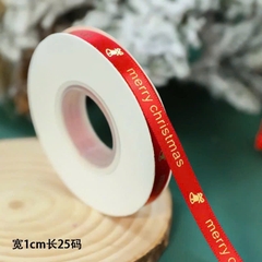 Ruybang noel (giáng sinh) 1cm x 25m họa tiết chữ và chiếc chuông-ĐỎ.