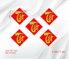 Sét giấy TẾT-5 chữ TẾT vàng nền đỏ.