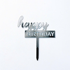 Set 10 mica HPBD chữ Birhday khối chữ in-màu BẠC.